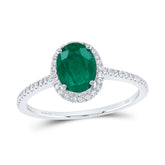 1/5CTW-DIA ANA M 8X6MM-EME NAT GEM RING